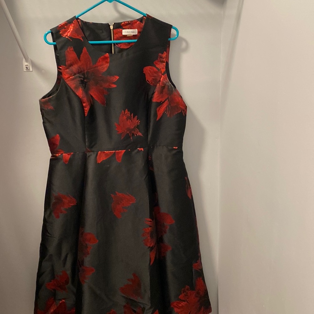 Calvin Klein black and red cocktail dress